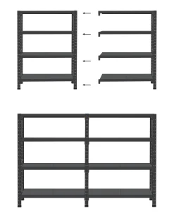 Scaffale per garage FIUGGI Metallo 200 cm 60 cm Nero