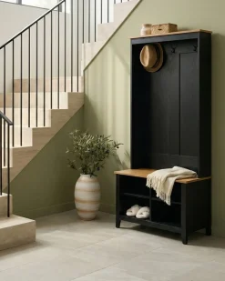 Scarpiera con appendiabiti DURACK Nero/Marrone chiaro