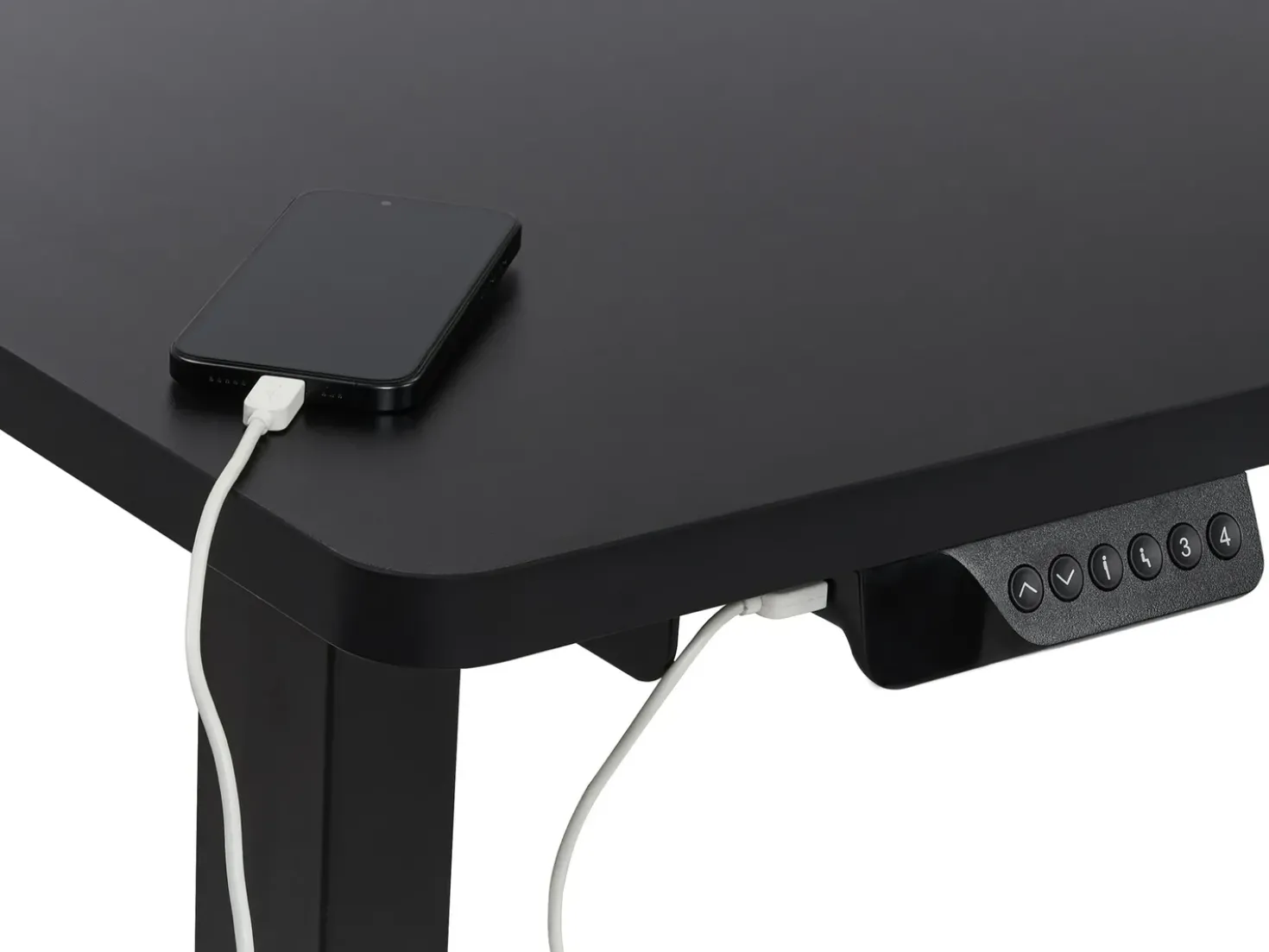 Scrivania angolare regolabile elettricamente DESTINES Nero 160 cm 109 cm Lato destro