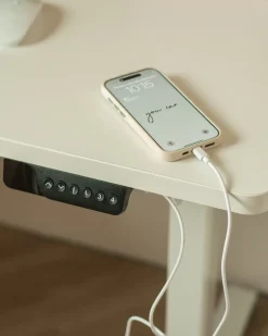Scrivania angolare regolabile elettricamente DESTINES Bianco 160 cm 109 cm Lato Sinistro