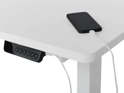 Scrivania angolare regolabile elettricamente DESTINES Bianco 160 cm 109 cm Lato Sinistro