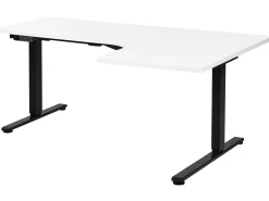 Scrivania angolare regolabile elettricamente DESTINES Bianco/Nero 160 cm 109 cm Lato destro