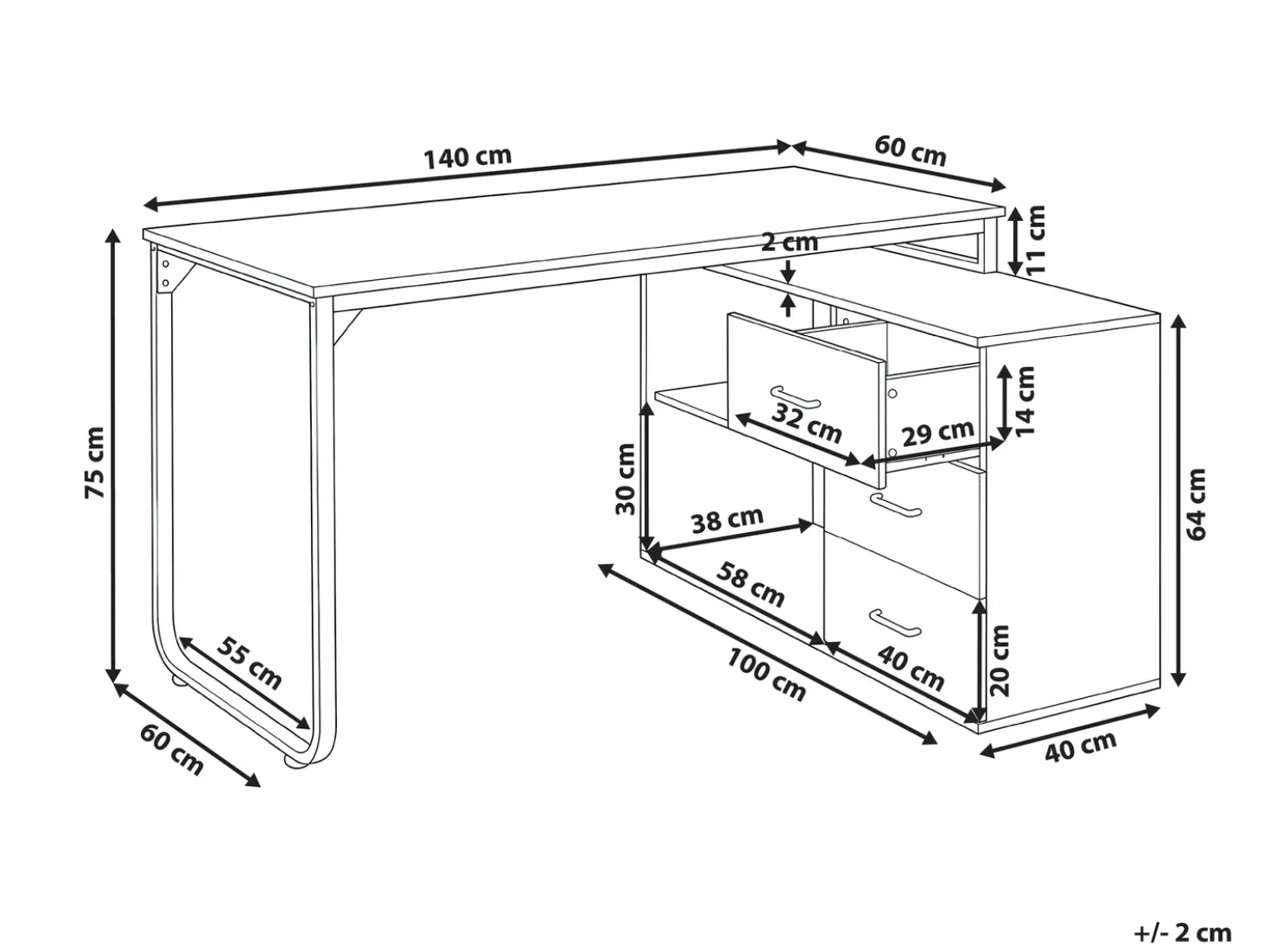 Scrivania angolare SOGNE Bianco 140 cm 100 cm