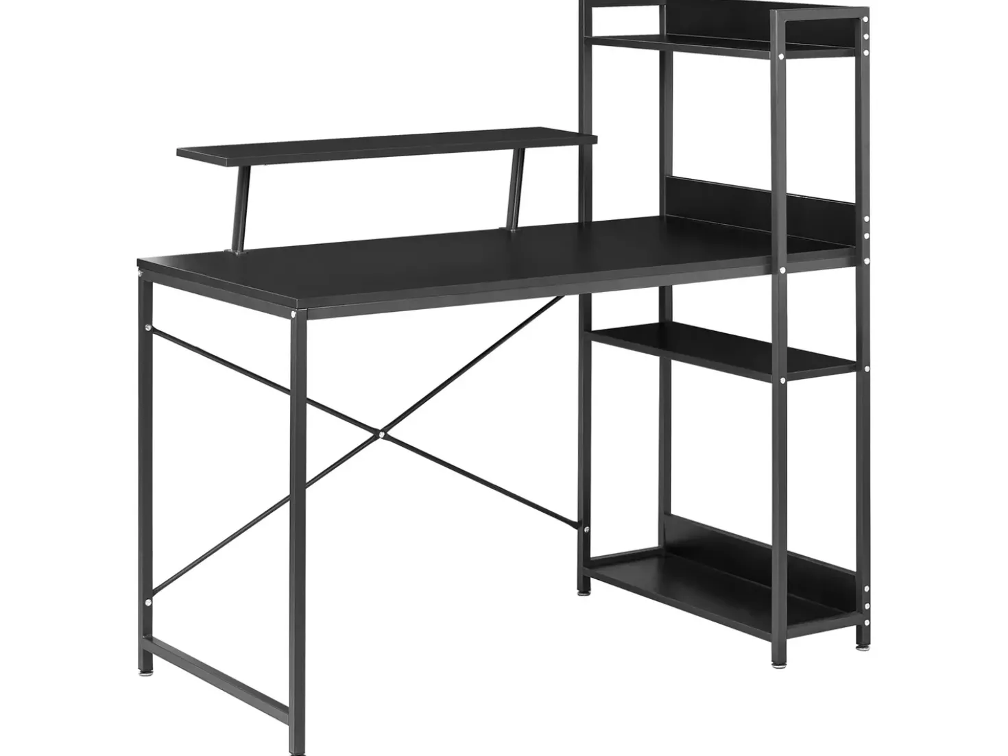 Scrivania BILOXY Nero 120 cm 64 cm con Ripiani