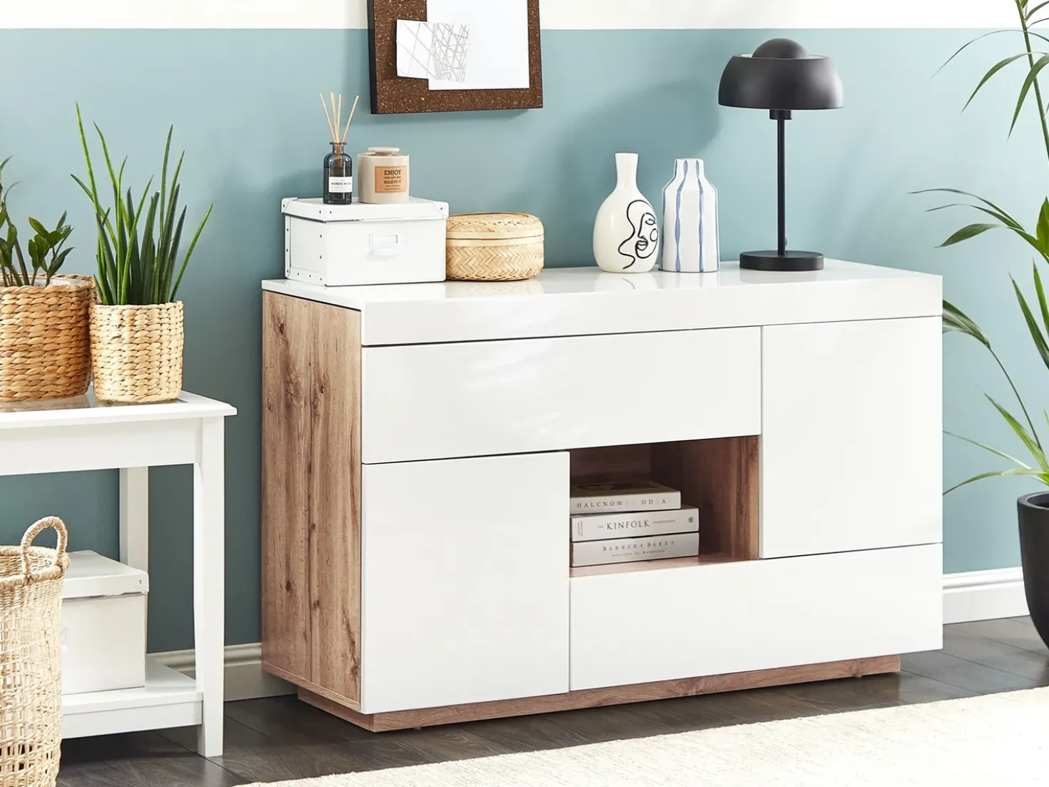 Scrivania Credenza a 2 ante GORAN Bianco