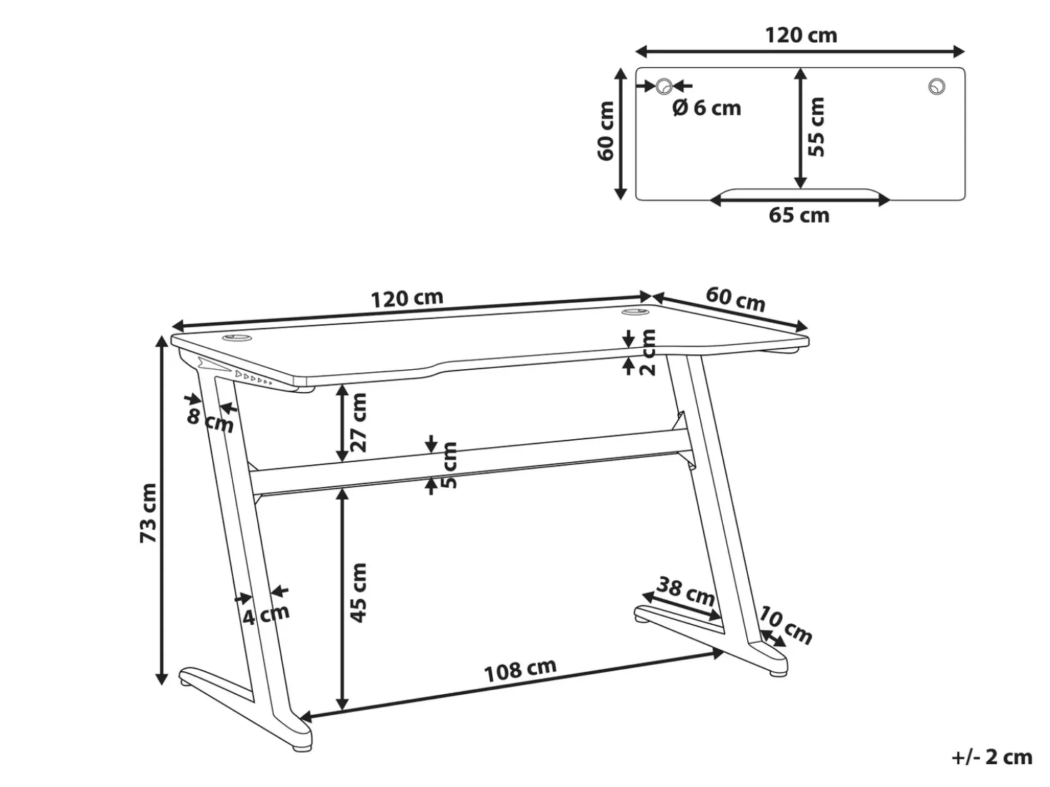 Scrivania da gaming DARFUR Nero 120 cm 60 cm LED RGB
