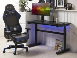 Scrivania da gaming regolabile manualmente DURBIN Nero 120 cm 60 cm LED RGB