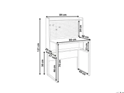 Scrivania da ufficio con pannello forato BUXTON Bianco 84 cm 48 cm