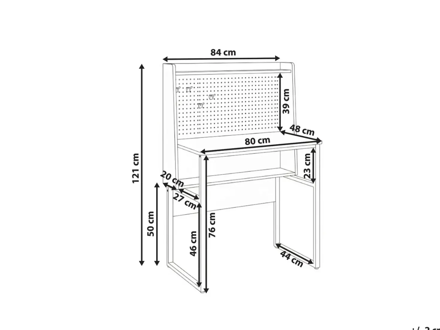 Scrivania da ufficio con pannello forato BUXTON Bianco 84 cm 48 cm