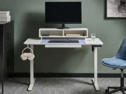 Scrivania elettrica regolabile in altezza LUCAMA Bianco 120 cm 60 cm con porta USB
