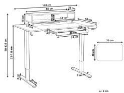 Scrivania elettrica regolabile in altezza LUCAMA Bianco 120 cm 60 cm con porta USB