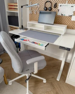 Scrivania elettrica regolabile in altezza LUCAMA Bianco 120 cm 60 cm con porta USB