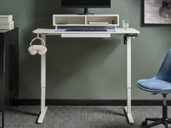 Scrivania elettrica regolabile in altezza LUCAMA Bianco 120 cm 60 cm con porta USB