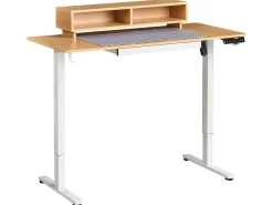 Scrivania elettrica regolabile in altezza LUCAMA Marrone chiaro/Bianco 120 cm 60 cm con porta USB