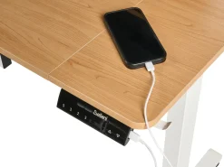 Scrivania elettrica regolabile in altezza LUCAMA Marrone chiaro/Bianco 120 cm 60 cm con porta USB