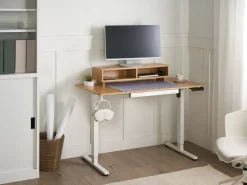Scrivania elettrica regolabile in altezza LUCAMA Marrone chiaro/Bianco 120 cm 60 cm con porta USB