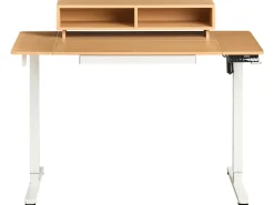 Scrivania elettrica regolabile in altezza LUCAMA Marrone chiaro/Bianco 120 cm 60 cm con porta USB