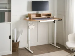Scrivania elettrica regolabile in altezza LUCAMA Marrone chiaro/Bianco 120 cm 60 cm con porta USB