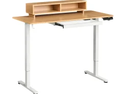 Scrivania elettrica regolabile in altezza LUCAMA Marrone chiaro/Bianco 120 cm 60 cm con porta USB