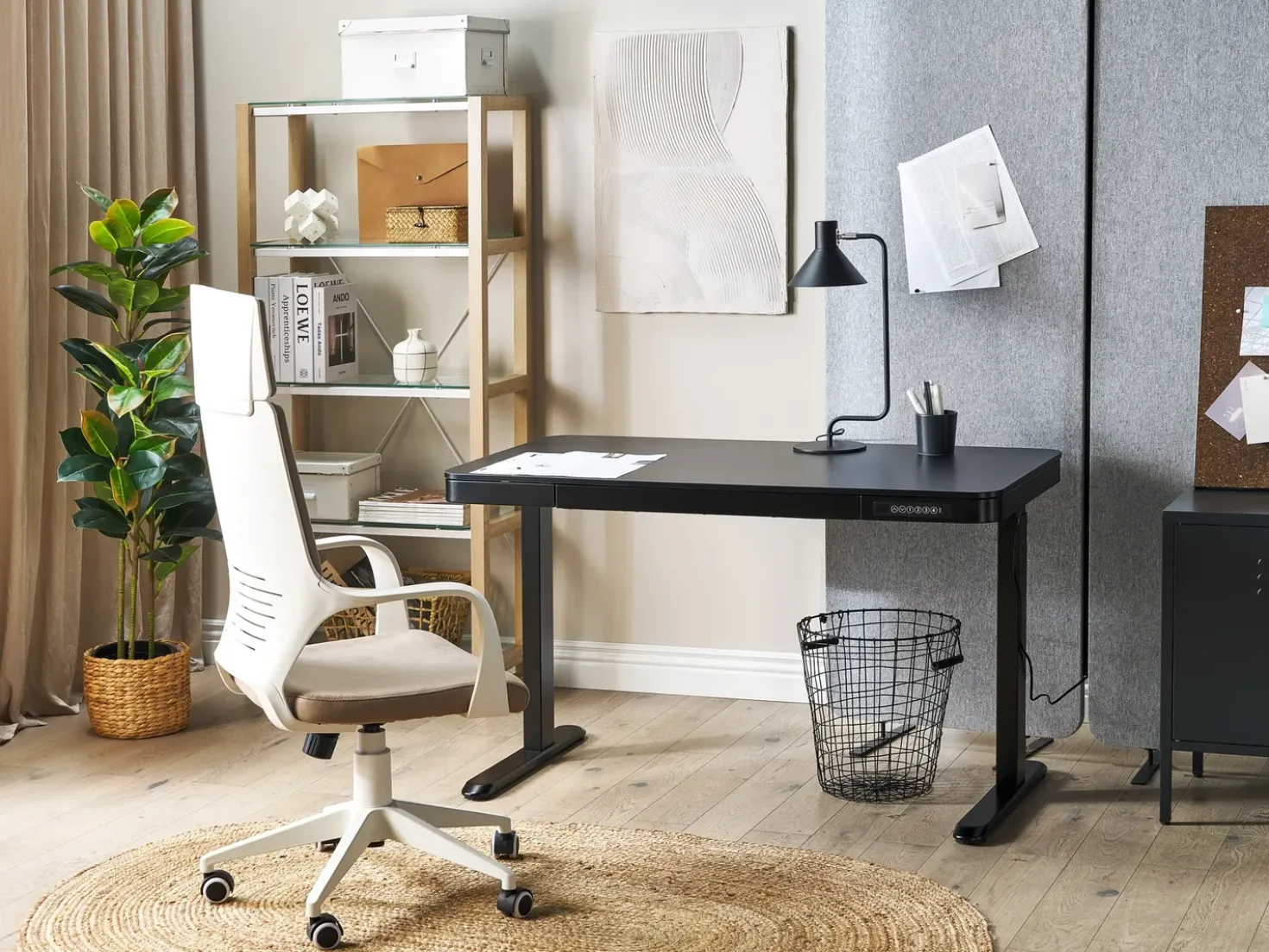 Scrivania elettrica regolabile in altezza KENLY Nero 120 cm 60 cm con porta USB