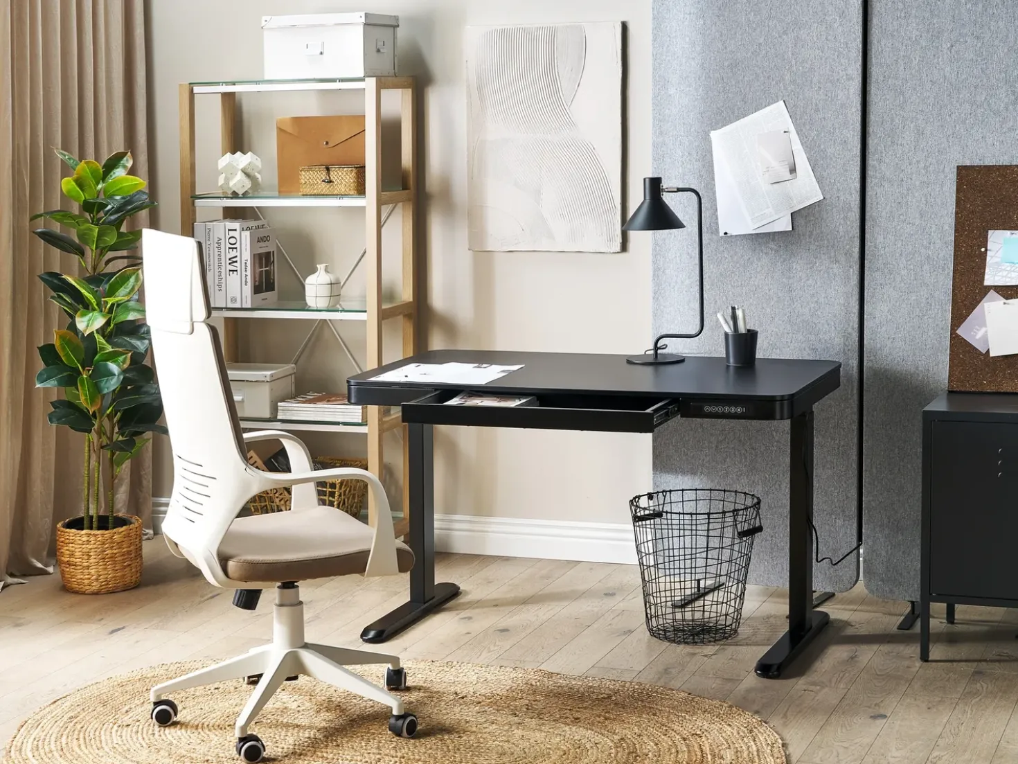 Scrivania elettrica regolabile in altezza KENLY Nero 120 cm 60 cm con porta USB