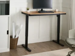 Scrivania elettrica regolabile in altezza PENLY Nero/Marrone chiaro 120 cm 60 cm con porta USB