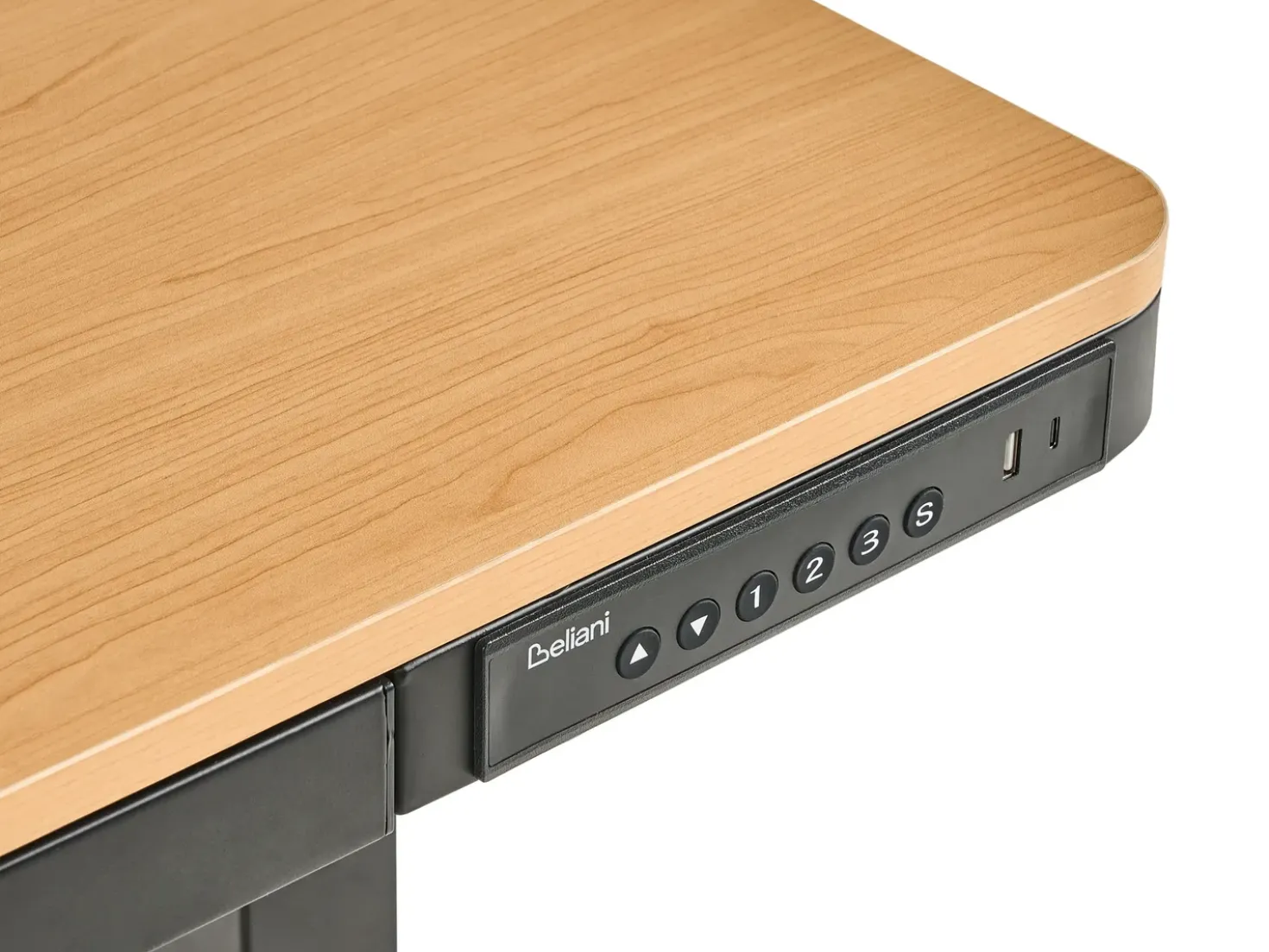 Scrivania elettrica regolabile in altezza PENLY Nero/Marrone chiaro 120 cm 60 cm con porta USB