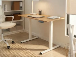 Scrivania elettrica regolabile in altezza TAVARES Marrone chiaro/Bianco 120 cm 60 cm