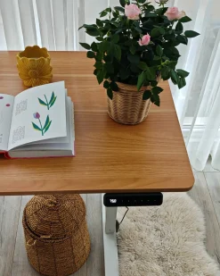Scrivania elettrica regolabile in altezza TAVARES Marrone chiaro/Bianco 120 cm 60 cm