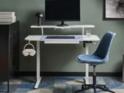 Scrivania elettrica regolabile in altezza WILBANKS Bianco 120 cm 60 cm con porta USB