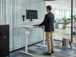 Scrivania elettrica regolabile in altezza WILBANKS Bianco 120 cm 60 cm con porta USB