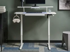 Scrivania elettrica regolabile in altezza WILBANKS Bianco 120 cm 60 cm con porta USB