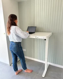 Scrivania elettrica regolabile in altezza PENLY Bianco 120 cm 60 cm con porta USB