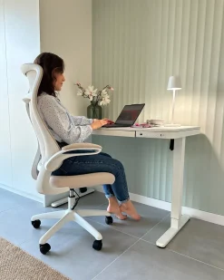 Scrivania elettrica regolabile in altezza PENLY Bianco 120 cm 60 cm con porta USB