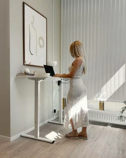 Scrivania elettrica regolabile in altezza TAVARES Bianco 120 cm 60 cm