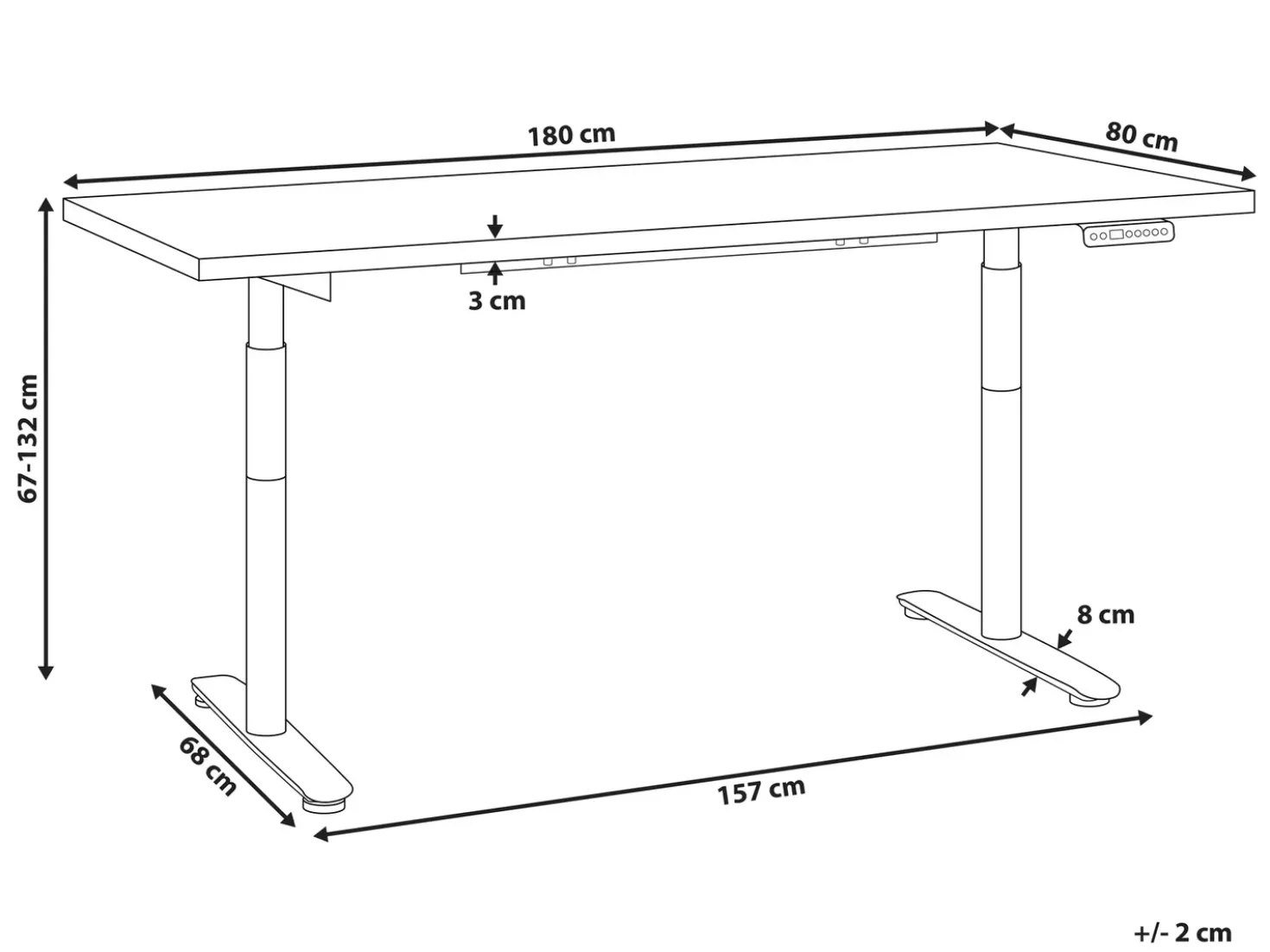 Scrivania elettrica regolabile in altezza DESTINAS Nero 180 cm 80 cm