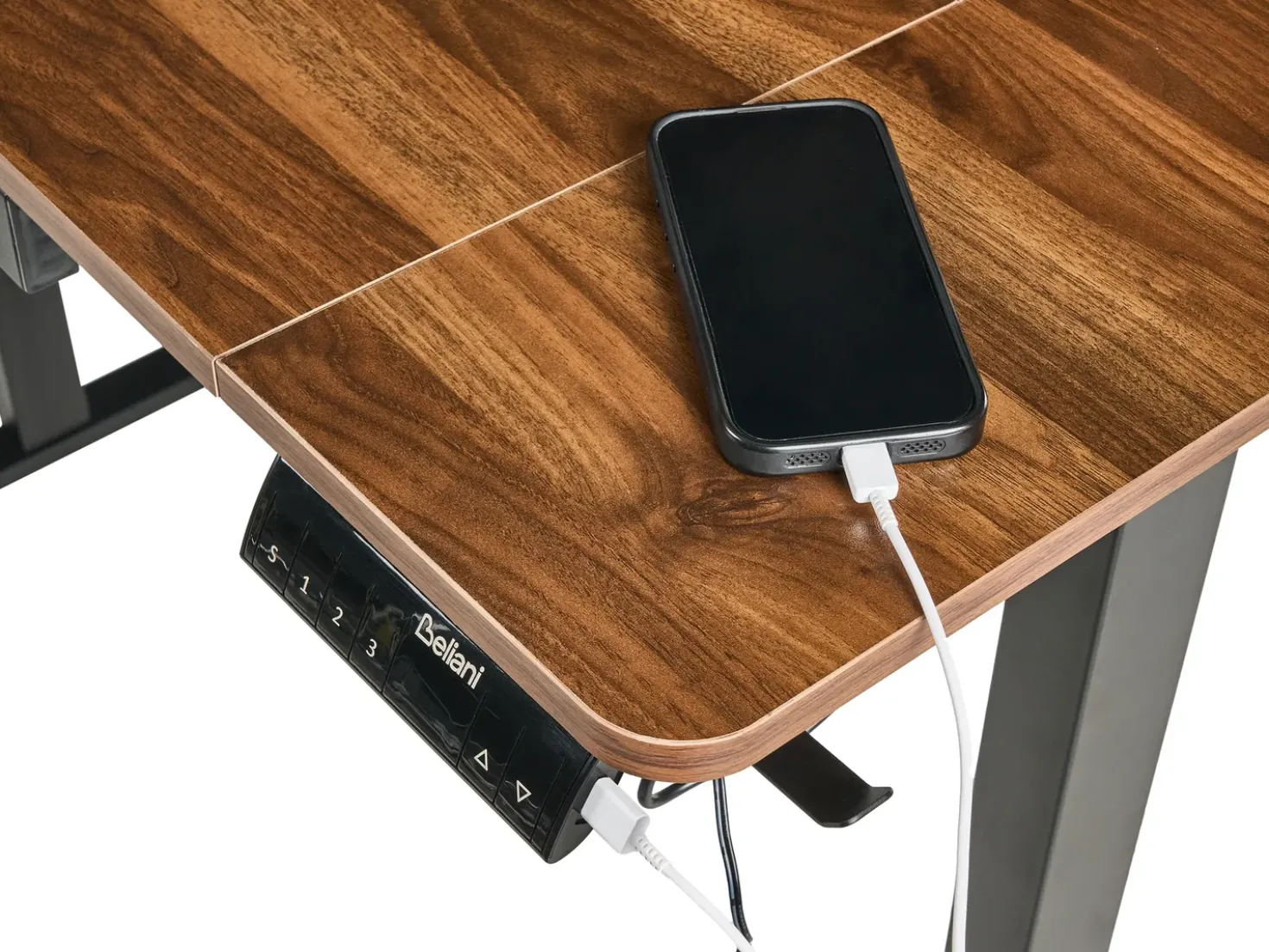Scrivania elettrica regolabile in altezza LUCAMA Marrone/Nero 120 cm 60 cm con porta USB