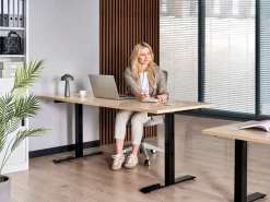Scrivania elettrica regolabile in altezza DESTINES Nero/Marrone chiaro 180 cm 72 cm