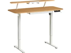 Scrivania elettrica regolabile in altezza WILBANKS Marrone chiaro/Bianco 120 cm 60 cm con porta USB