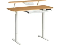 Scrivania elettrica regolabile in altezza WILBANKS Marrone chiaro/Bianco 120 cm 60 cm con porta USB