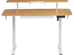 Scrivania elettrica regolabile in altezza WILBANKS Marrone chiaro/Bianco 120 cm 60 cm con porta USB