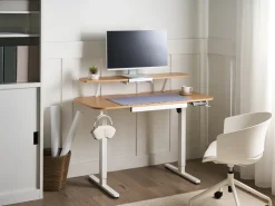 Scrivania elettrica regolabile in altezza WILBANKS Marrone chiaro/Bianco 120 cm 60 cm con porta USB