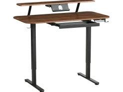 Scrivania elettrica regolabile in altezza WILBANKS Marrone/Nero 120 cm 60 cm con porta USB