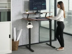 Scrivania elettrica regolabile in altezza WILBANKS Marrone/Nero 120 cm 60 cm con porta USB