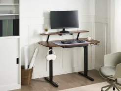 Scrivania elettrica regolabile in altezza WILBANKS Marrone/Nero 120 cm 60 cm con porta USB