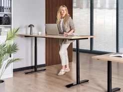 Scrivania elettrica regolabile in altezza DESTINAS Nero/Marrone chiaro 180 cm 72 cm
