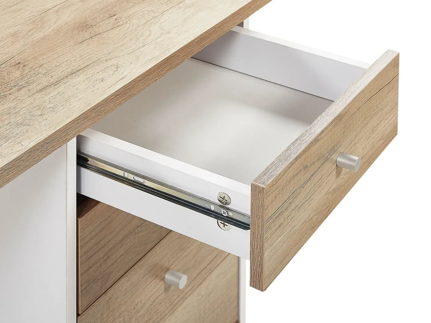Scrivania HEBER Marrone/Bianco 140 cm 60 cm con Cassetti
