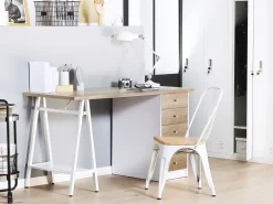 Scrivania HEBER Marrone/Bianco 140 cm 60 cm con Cassetti