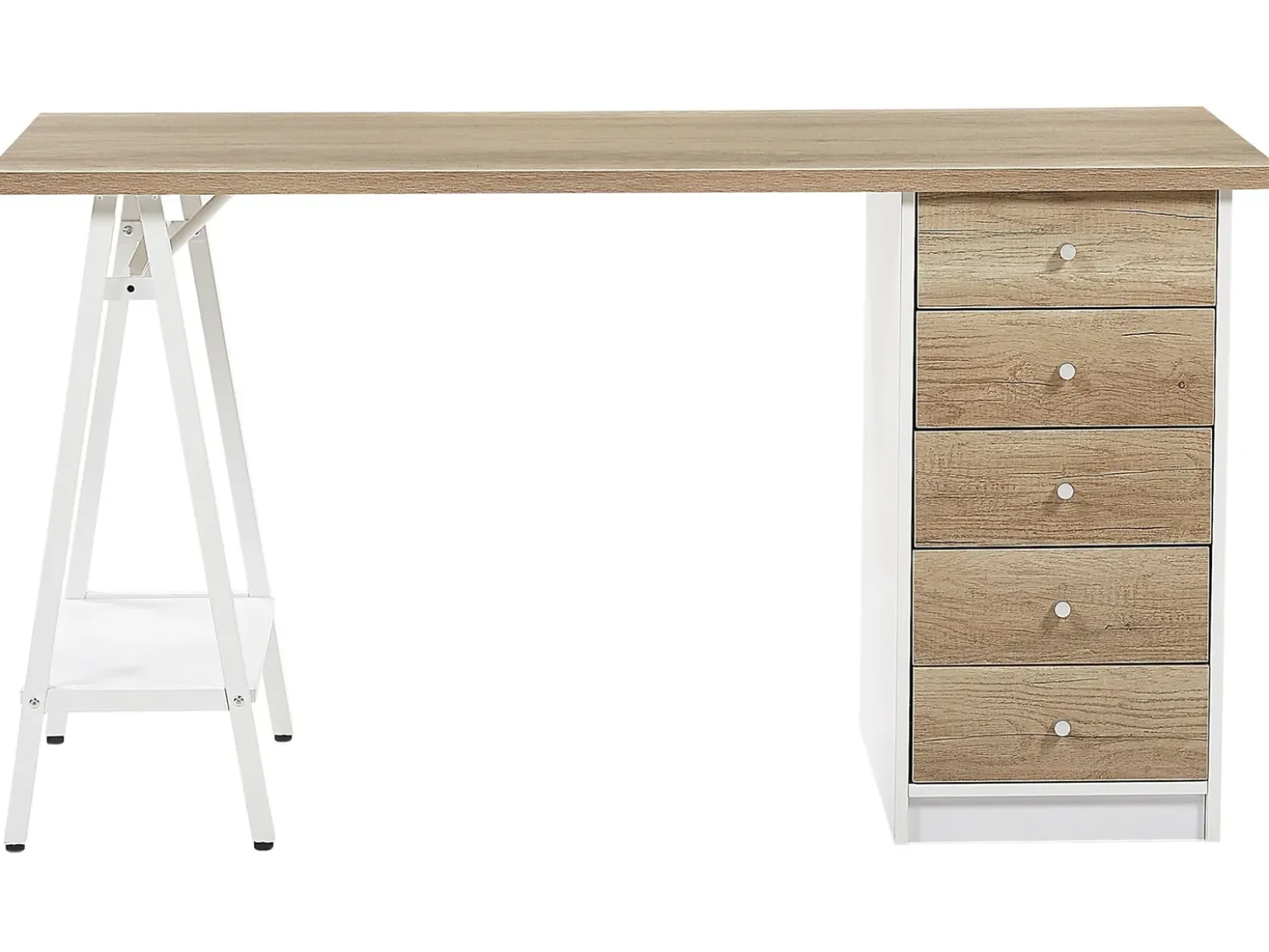 Scrivania HEBER Marrone/Bianco 140 cm 60 cm con Cassetti
