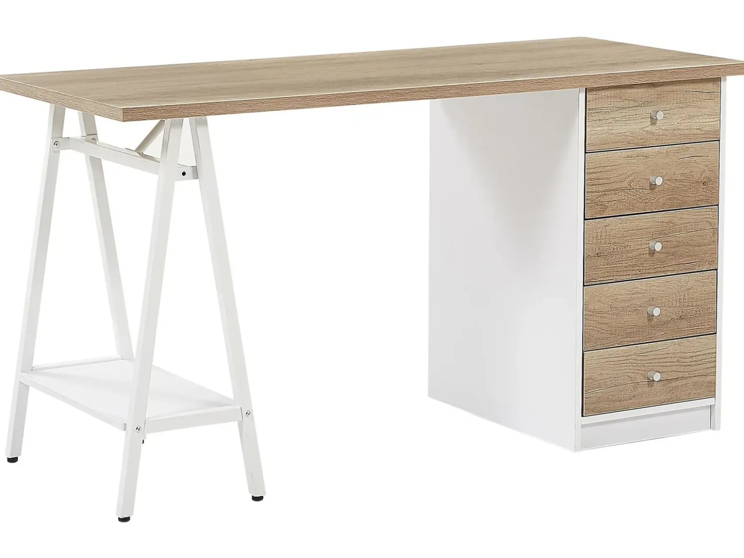 Scrivania HEBER Marrone/Bianco 140 cm 60 cm con Cassetti